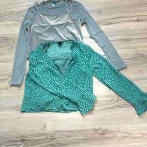 Old Navy Green and Gray Blouses
